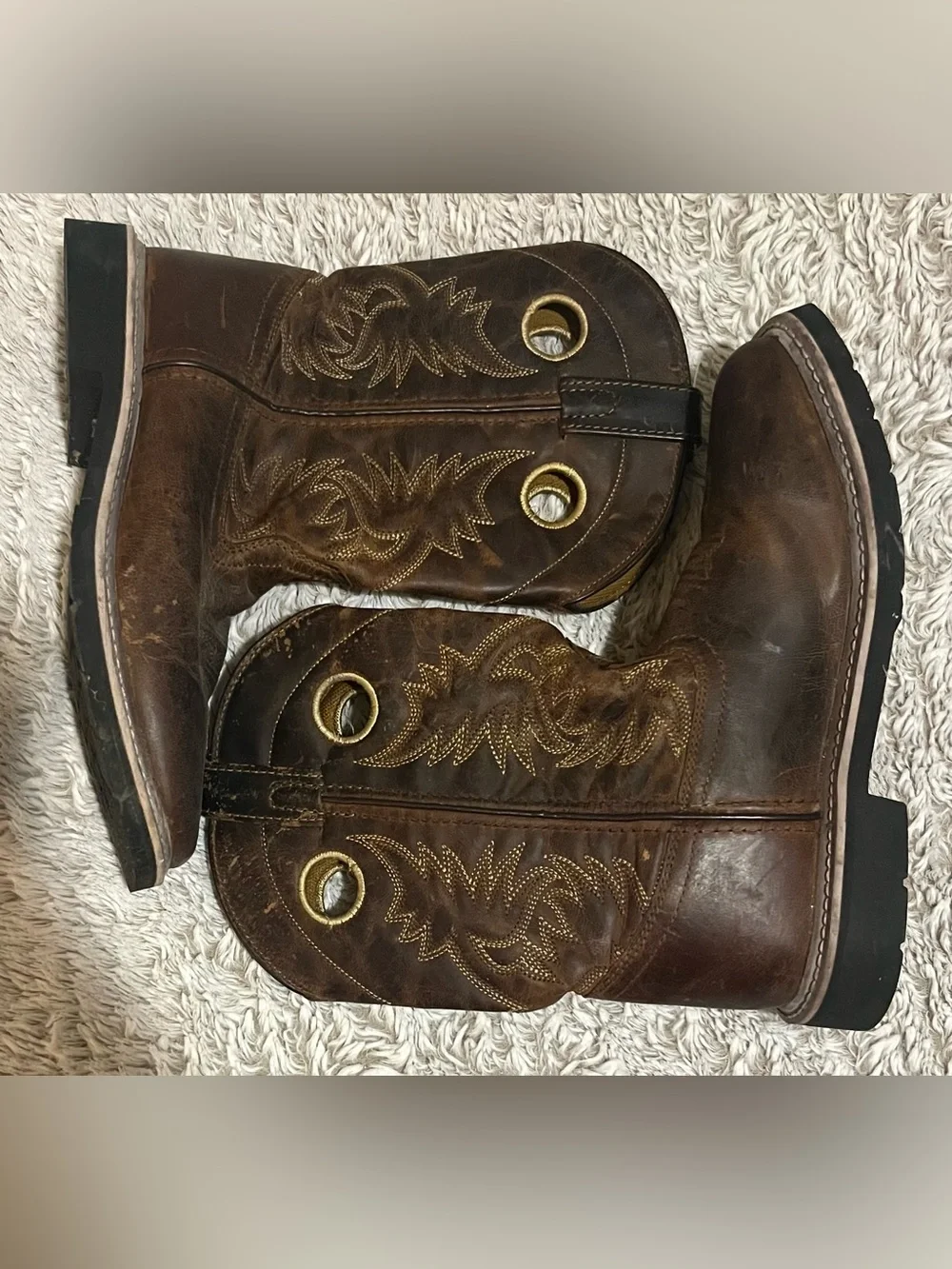 Classic Brown Leather Cowboy Boot for Boys